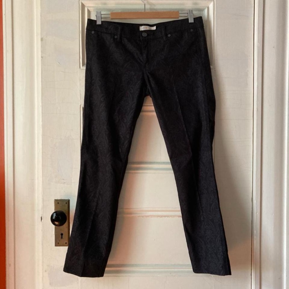 Tory Burch jacquard black skinny pants sz 28 euc